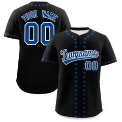 Black Royal Star Ribbing Authentic Baseball Jersey 1