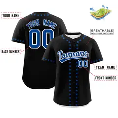 Black Royal Star Ribbing Authentic Baseball Jersey 2
