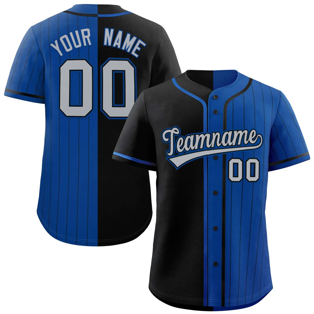 Black Royal Stripe-Solid Combo Authentic Baseball Jersey