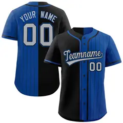 Black Royal Stripe-Solid Combo Authentic Baseball Jersey 1