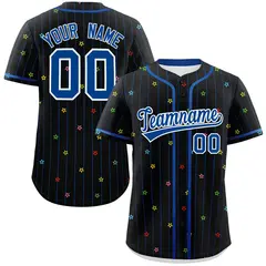 Black Royal Stripe Star Pattern Authentic Baseball Jersey