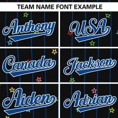 Black Royal Stripe Star Pattern Authentic Baseball Jersey 3