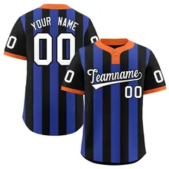 Black Royal Stripe Two-Button Softball Jersey 1