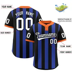Black Royal Stripe Two-Button Softball Jersey 2
