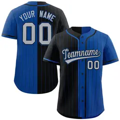 Black Royal Striped Two Tone Authentic Baseball Jersey 1