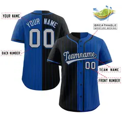 Black Royal Striped Two Tone Authentic Baseball Jersey 2