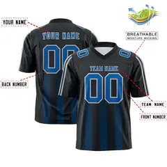 Black Royal Vertical Fine Stripe Gradient Football Jersey 2