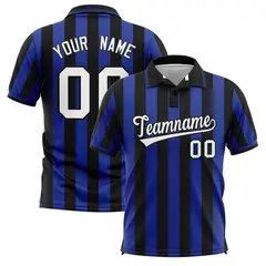 Black Royal Vertical Stripes Performance Polo Shirt 1