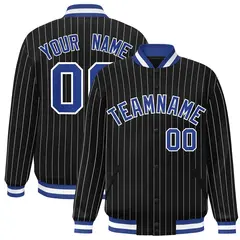 Black Royal-White Casual Letterman Stripe Fashion Jacket