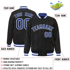 Black Royal-White Casual Letterman Stripe Fashion Jacket 2