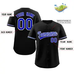 Black Royal-White Classic Authentic Baseball Jersey 2