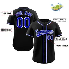 Black Royal-White Classic Authentic Baseball Jersey 2