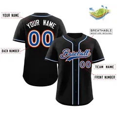 Black Royal-White Classic Authentic Baseball Jersey 2