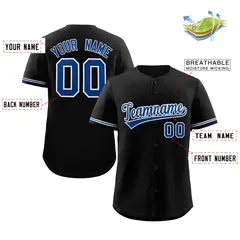 Black Royal-White Classic Authentic Baseball Jersey 2