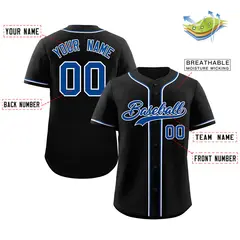 Black Royal-White Classic Authentic Baseball Jersey 2
