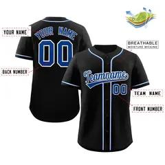 Black Royal-White Classic Authentic Baseball Jersey 3