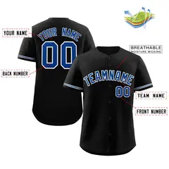 Black Royal-White Classic Authentic Baseball Jersey 2