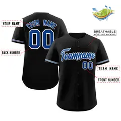 Black Royal-White Classic Authentic Baseball Jersey 2