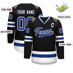Black Royal-White Classic Style Hockey Jersey 2