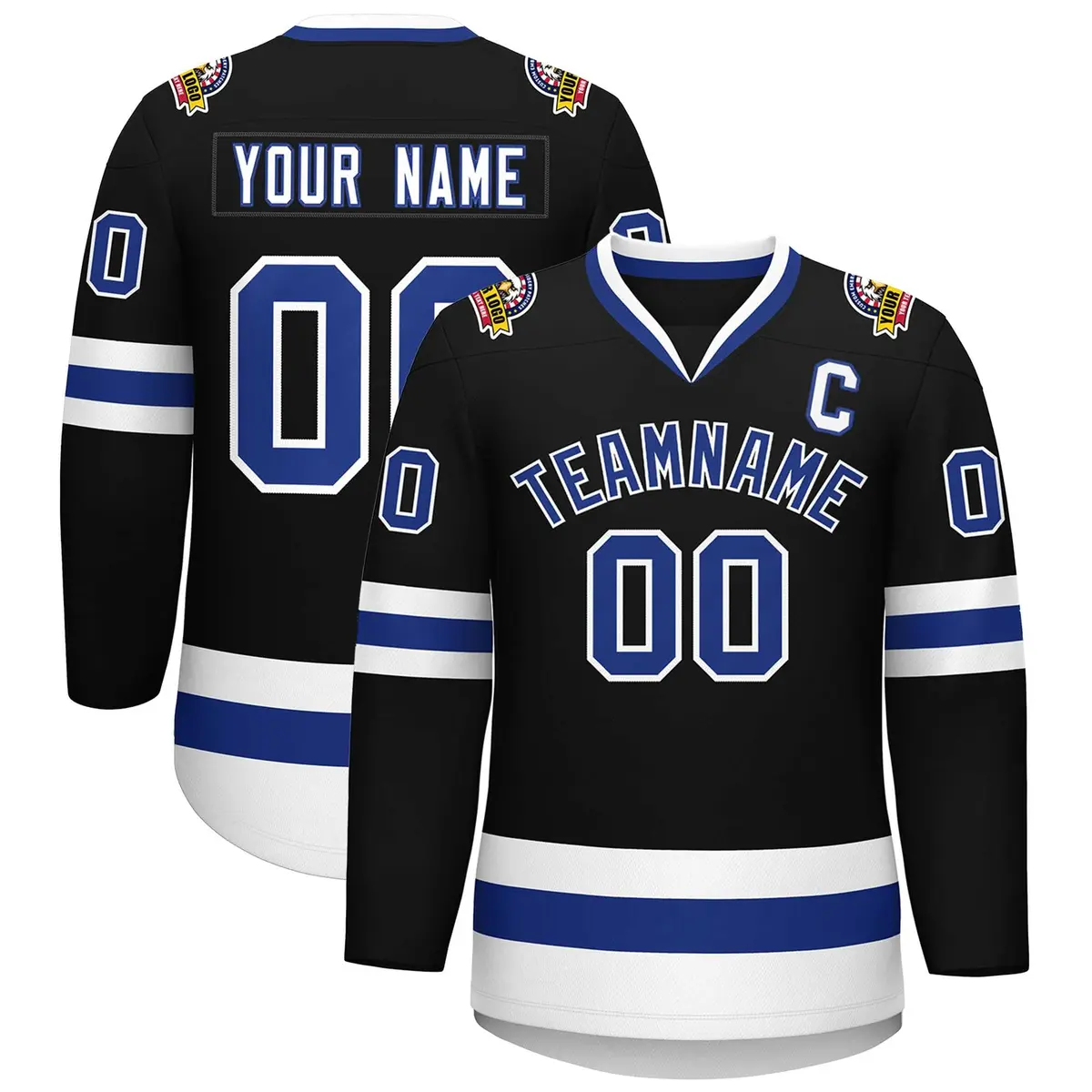 Black Royal-White Classic Style Hockey Jersey