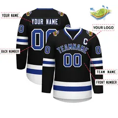 Black Royal-White Classic Style Hockey Jersey 2