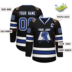 Black Royal-White Classic Style Hockey Jersey 2