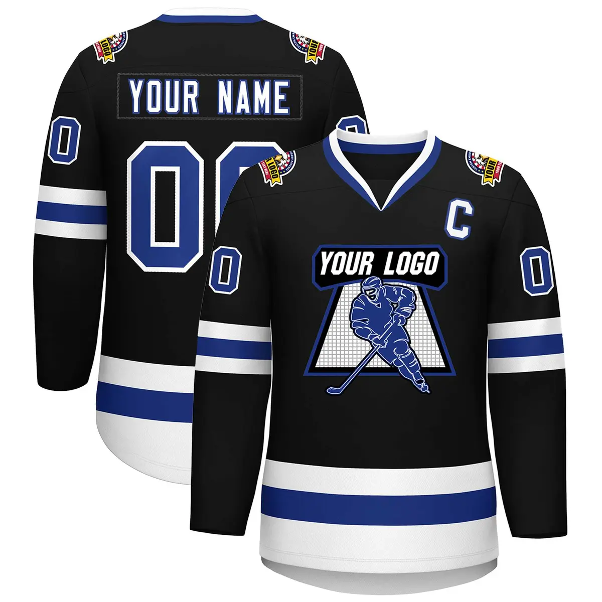 Black Royal-White Classic Style Hockey Jersey