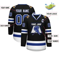 Black Royal-White Classic Style Hockey Jersey 2