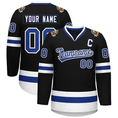 Black Royal-White Classic Style Hockey Jersey 1
