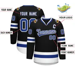 Black Royal-White Classic Style Hockey Jersey 2