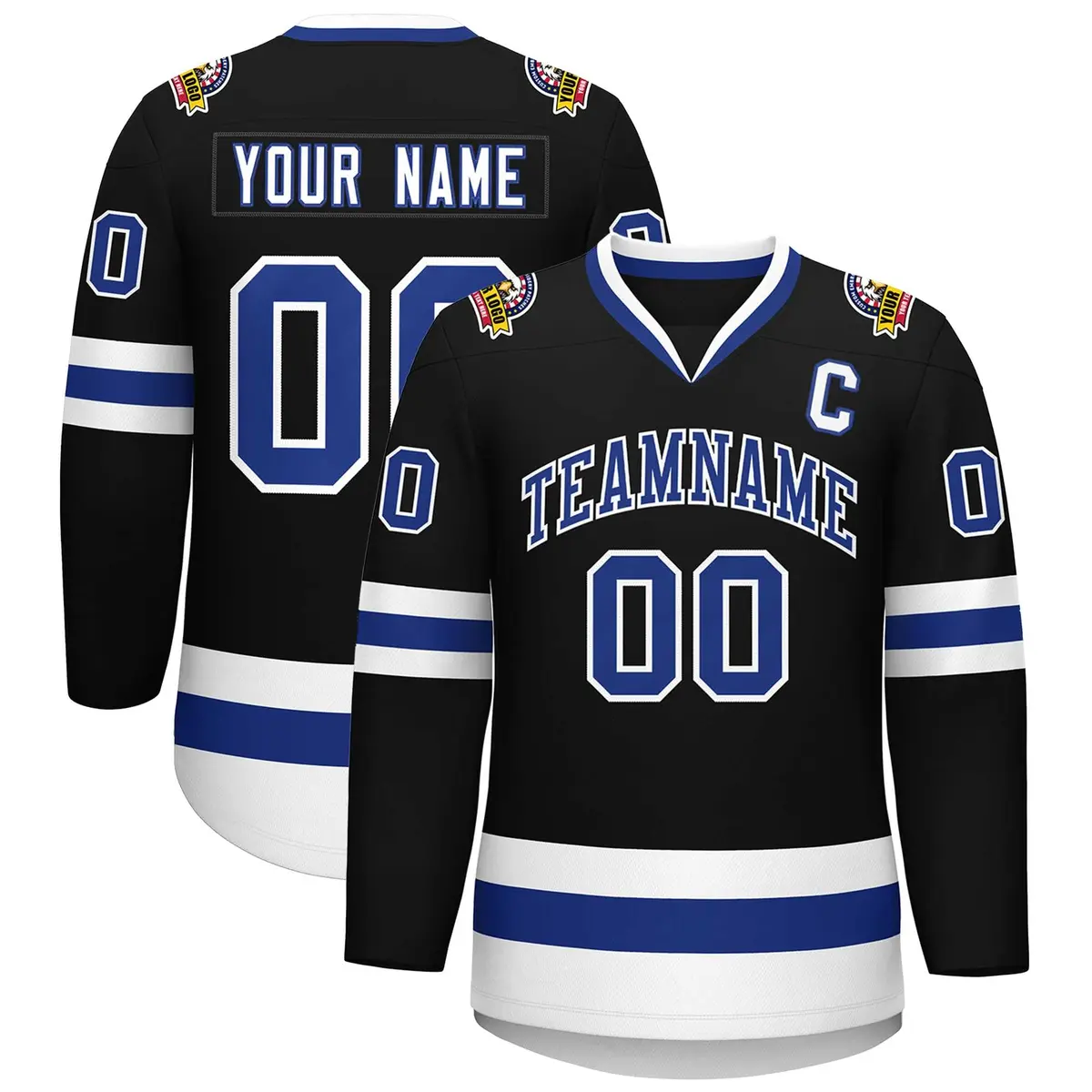 Black Royal-White Classic Style Hockey Jersey