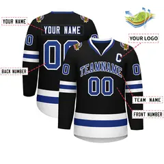 Black Royal-White Classic Style Hockey Jersey 2