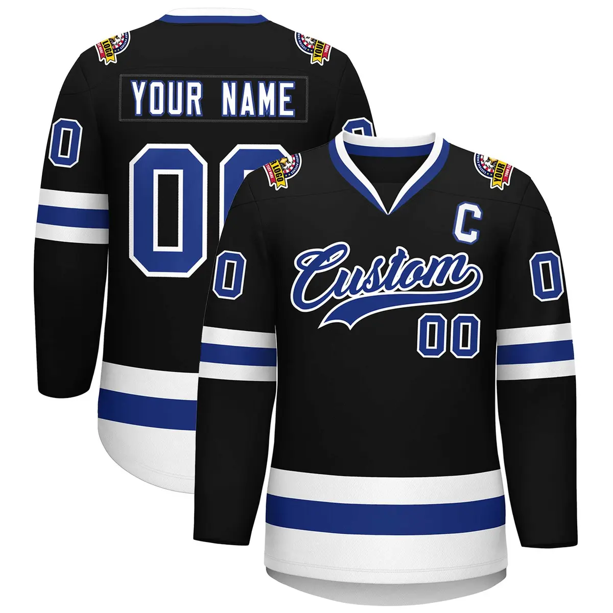 Black Royal-White Classic Style Hockey Jersey