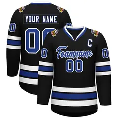 Black Royal-White Classic Style Hockey Jersey 1