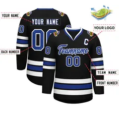 Black Royal-White Classic Style Hockey Jersey 2