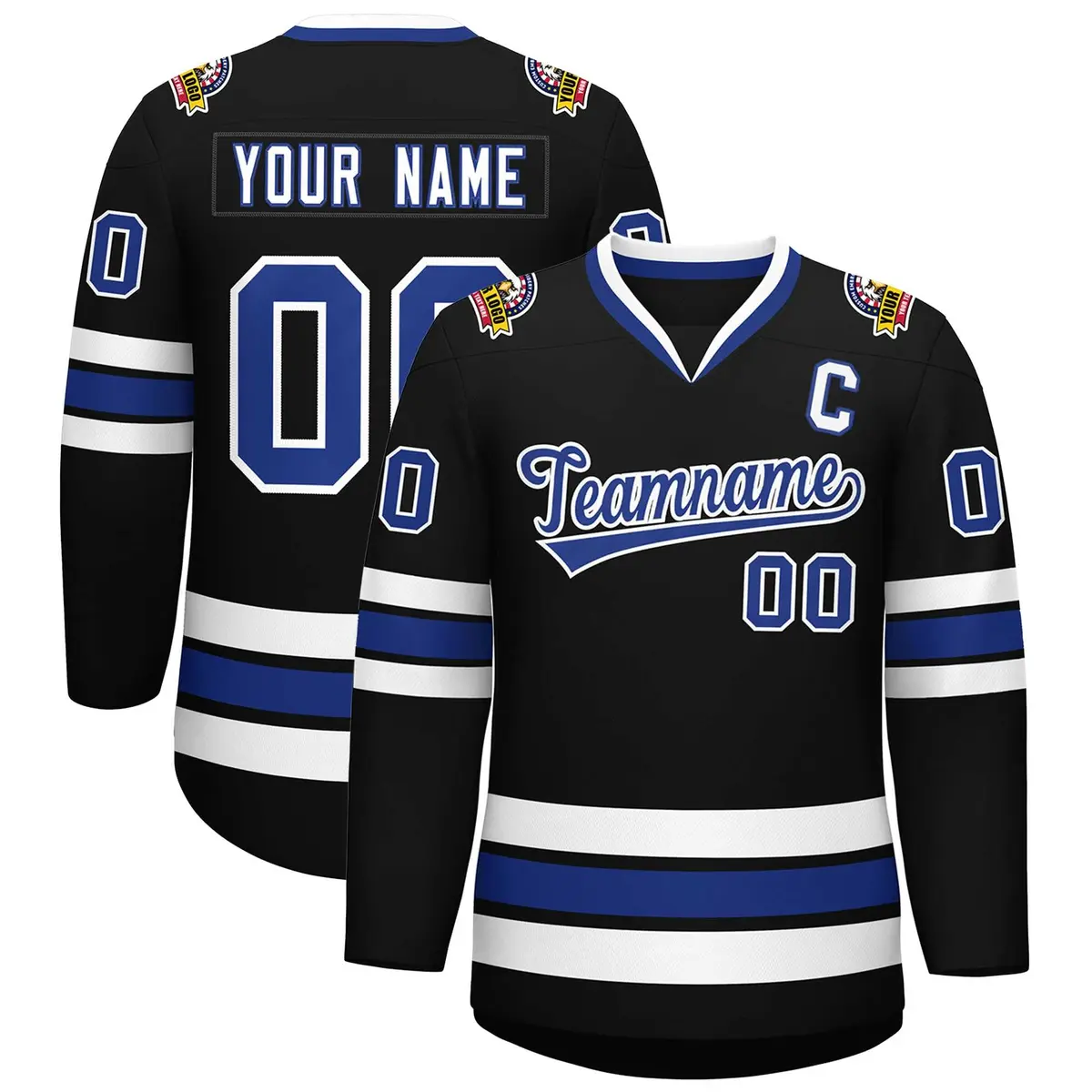 Black Royal-White Classic Style Hockey Jersey