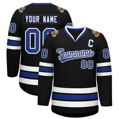 Black Royal-White Classic Style Hockey Jersey 1