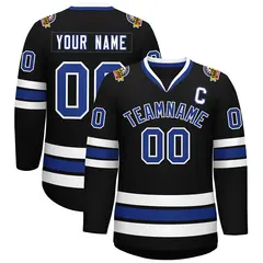 Black Royal-White Classic Style Hockey Jersey 1