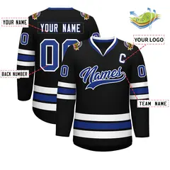 Black Royal-White Classic Style Hockey Jersey 2