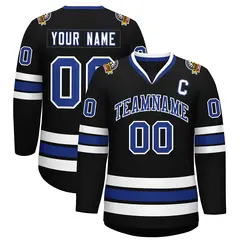 Black Royal-White Classic Style Hockey Jersey 1