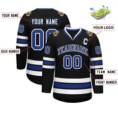Black Royal-White Classic Style Hockey Jersey 2