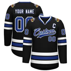 Black Royal-White Classic Style Hockey Jersey 1