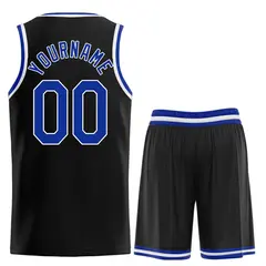 Black Royal-White Classic Team Basketball Jersey 2