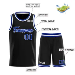 Black Royal-White Classic Team Basketball Jersey 3