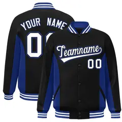 Black Royal-White Color Block Varsity Letterman Baseball Jacket
