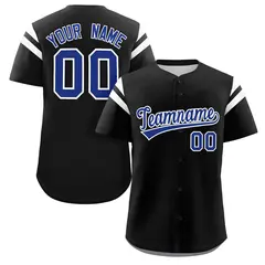 Black Royal-White Full Button Classic Baseball Jersey 1