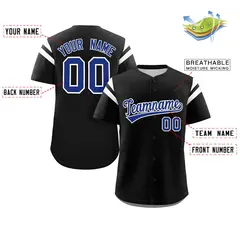 Black Royal-White Full Button Classic Baseball Jersey 2