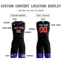 Black Royal-White Graffiti Lightning Basketball Jersey 3