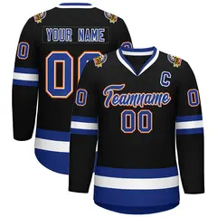 Black Royal White-Orange Classic Style Hockey Jersey