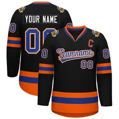 Black Royal White-Orange Classic Style Hockey Jersey 1